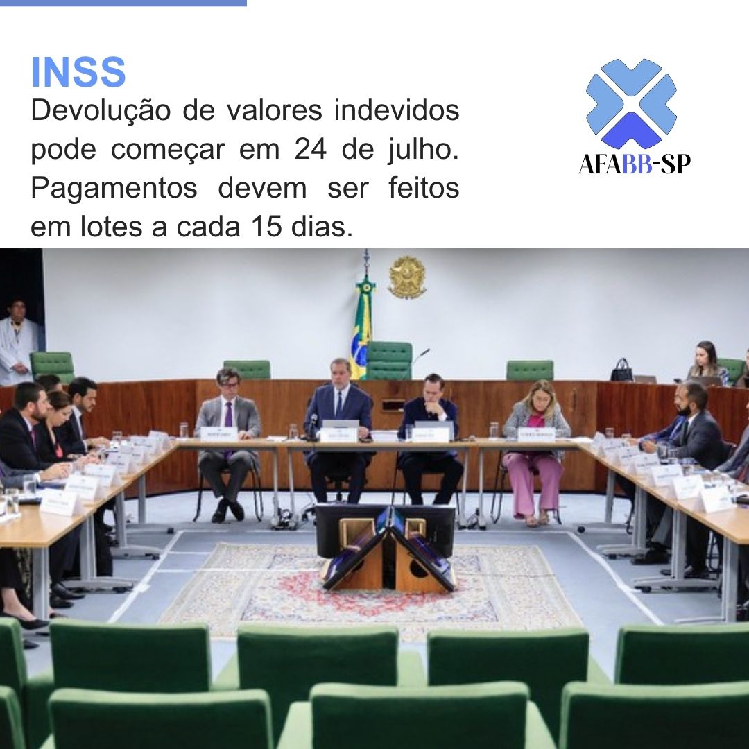 INSS: Devolução de valores indevidos pode começar em 24 de julho. Pagamentos devem ser feitos em lotes a cada 15 dias.