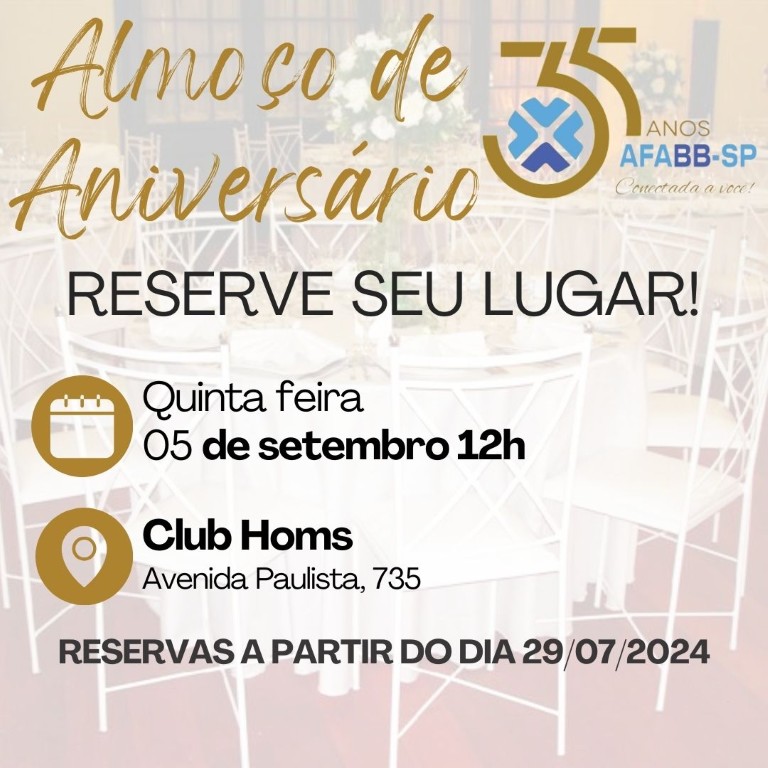 AFABB-SP comemora 35 anos com almoço dançante em novo local. Confira!