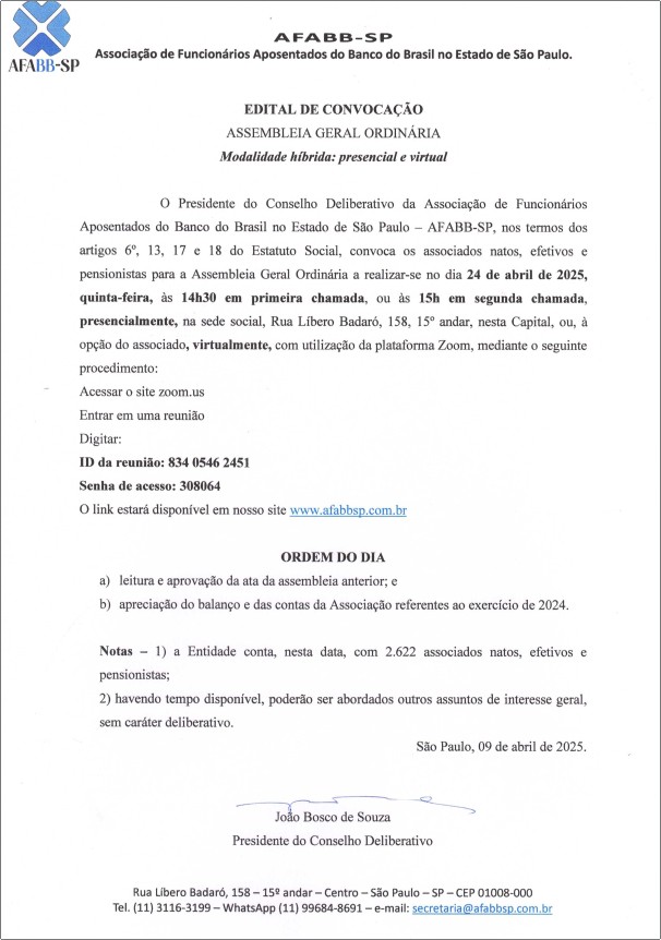 CONVOCAÇÃO AGO