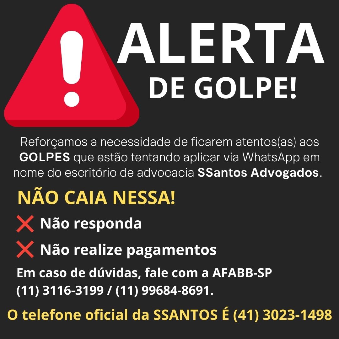 ATENÇÃO: GOLPES EM CIRCULAÇÃO
