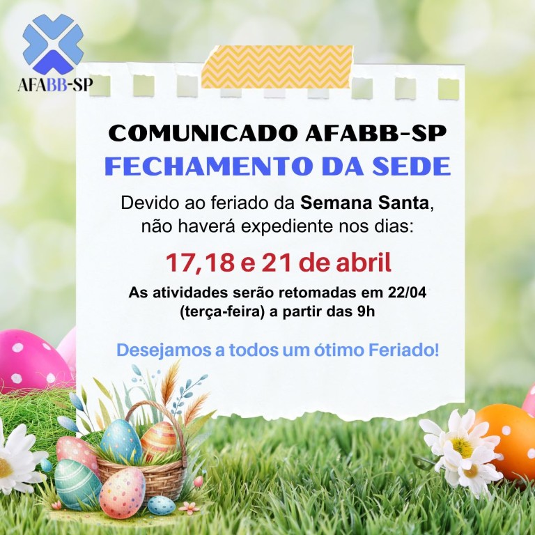 COMUNICADO AFABB-SP: Fechamento da sede 