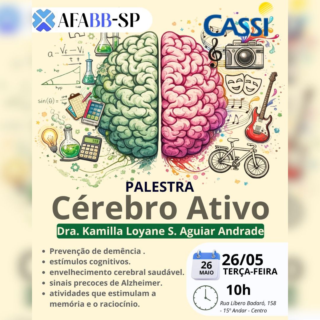 Cérebro Ativo: AFABB-SP promove palestra sobre saúde cognitiva e prevenção de demência
