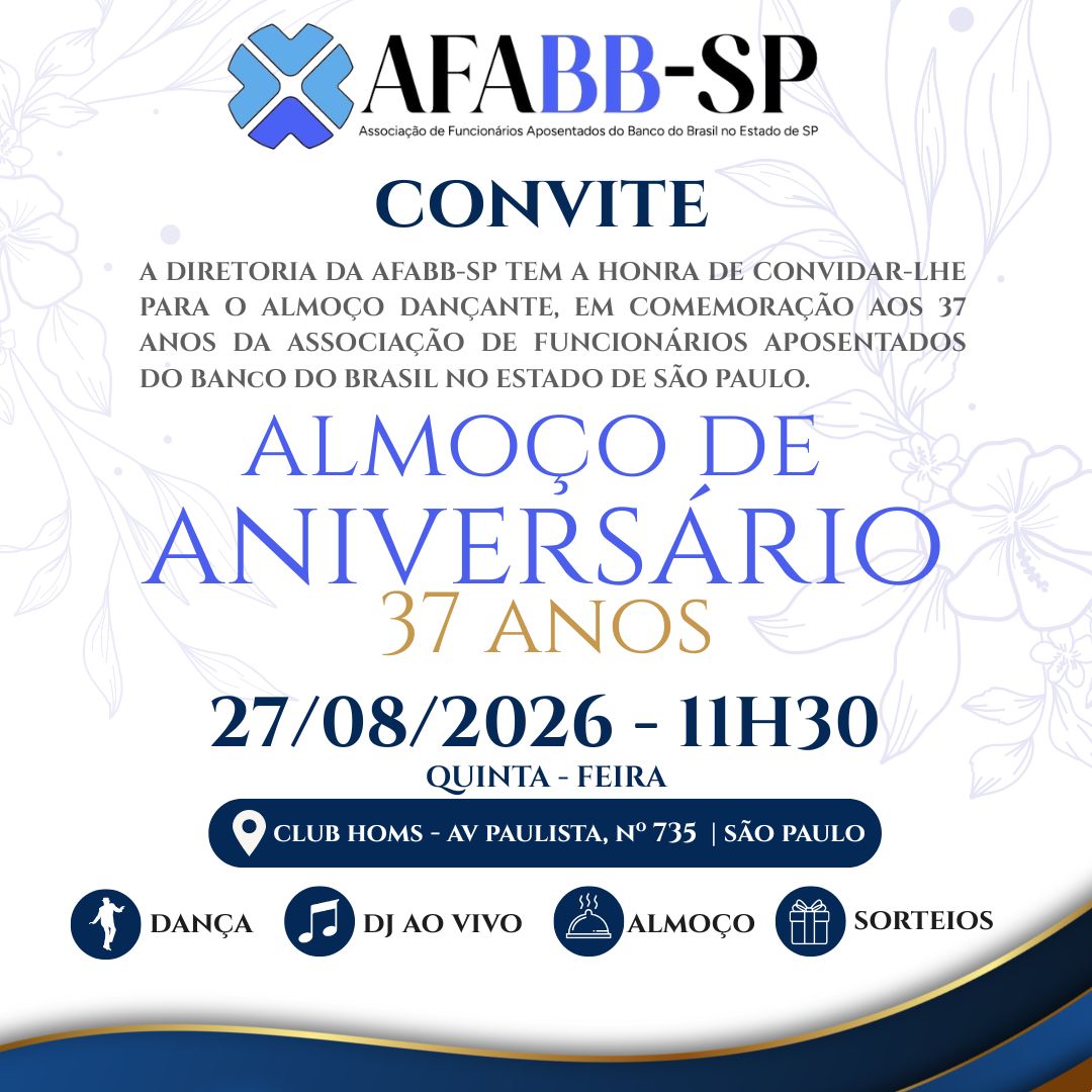 37 anos AFABB-SP - FAÇA SUA RESERVA!