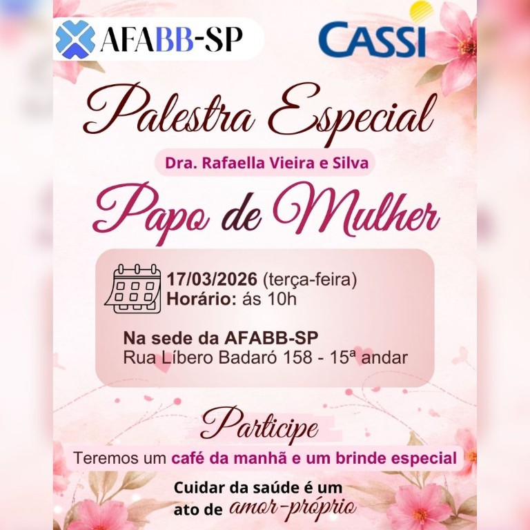 Saúde Feminina em Foco: Dra. Rafaella Vieira retorna à AFABB-SP para encontro especial.