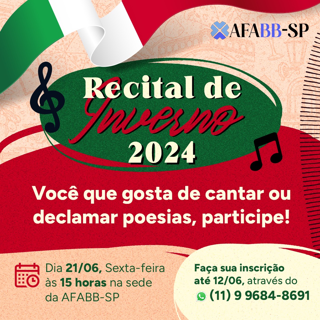 Inscrições abertas para as apresentações no Recital de Inverno 2024 da AFABB-SP