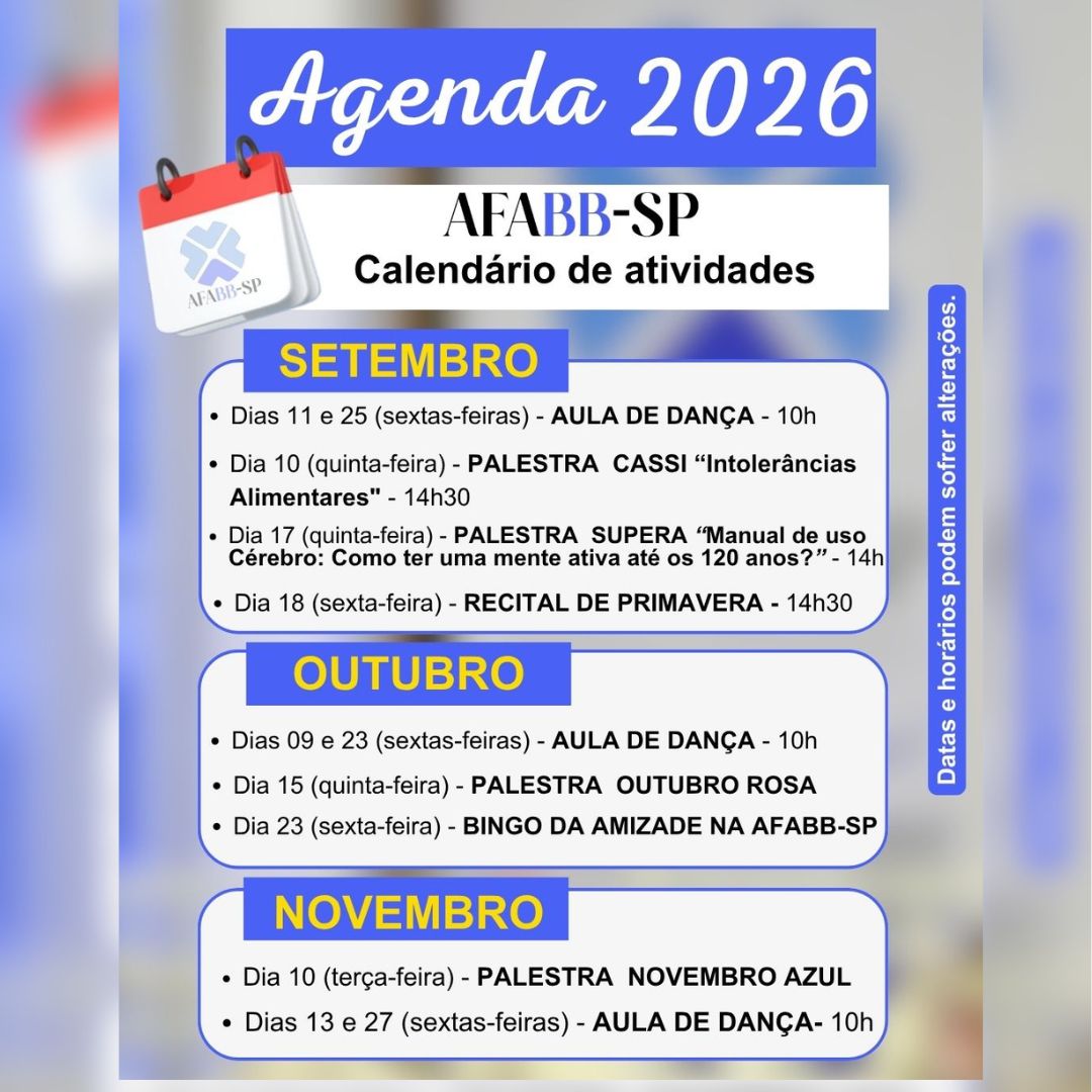 AGENDA AFABB-SP: SETEMBRO